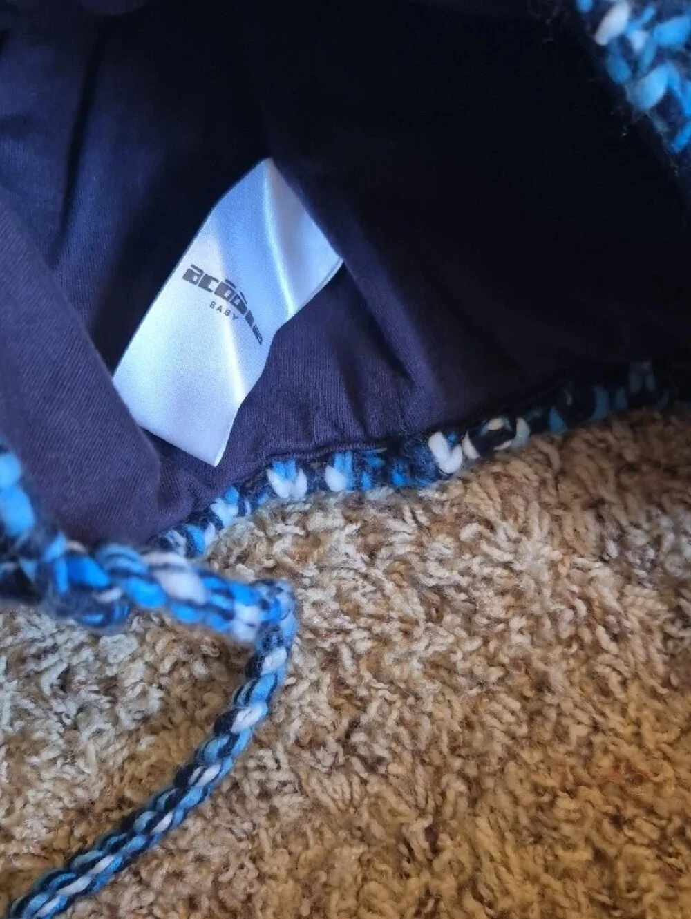 Kids Blue Marled Pom-Pom Earflap Hat